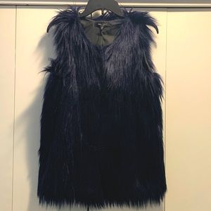 Romeo and Juliet- Black-Bluish Fur Vest
